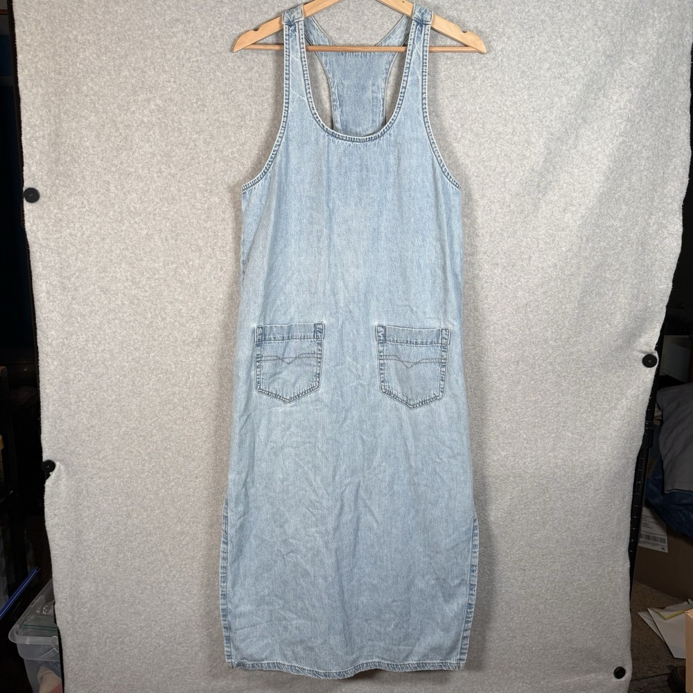 Vintage Denim Dress Womens Medium 90s New York Style‎ Modest Midi